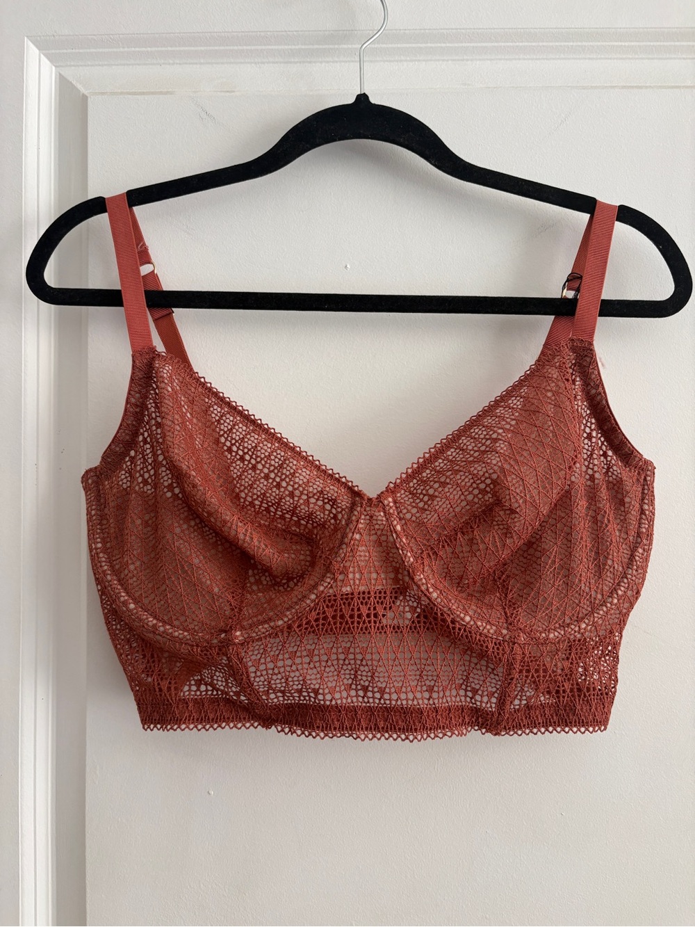 NEARLYNUDE Modern Geo Longline Demi Underwire Bra Rust Bronze 38DDD